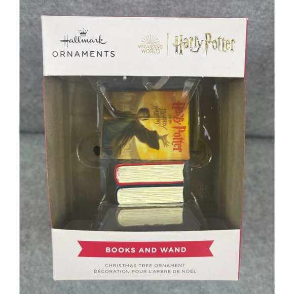2022 Hallmark Harry Potter Stacked BOOKS‎ AND WAND Christmas Ornament-New In Box - Picture 1 of 2